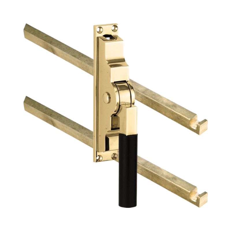 Pomp-espagnolet Bauhaus ebben Messing Ongelakt Inclusief 2 Stangen