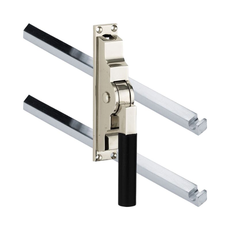 Pomp-espagnolet Bauhaus ebben Glans Nikkel Inclusief 2 Stangen