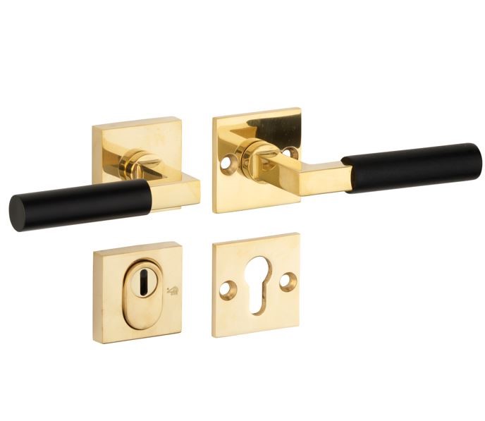 SKG3 kruk/kruk op rozet Bauhaus ebben Rechts + kerntrekbeveiliging messing ongelakt