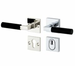 SKG3 kruk/kruk op rozet Bauhaus ebben Links + kerntrekbeveiliging glans nikkel/glans chroom