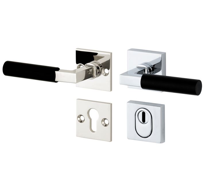 SKG3 kruk/kruk op rozet Bauhaus ebben Links + kerntrekbeveiliging glans nikkel/glans chroom