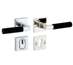 SKG3 kruk/kruk op rozet Bauhaus ebben Rechts + kerntrekbeveiliging glans nikkel/glans chroom