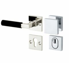 SKG3 knop/kruk op rozet Bauhaus ebben Links + kerntrekbeveiliging glans nikkel/glans chroom