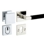 SKG3 knop/kruk op rozet Bauhaus ebben Rechts + kerntrekbeveiliging glans nikkel/glans chroom