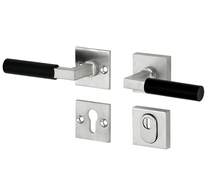 SKG3 kruk/kruk op rozet Bauhaus ebben Links + kerntrekbeveiliging mat nikkel/mat nikkel PVD