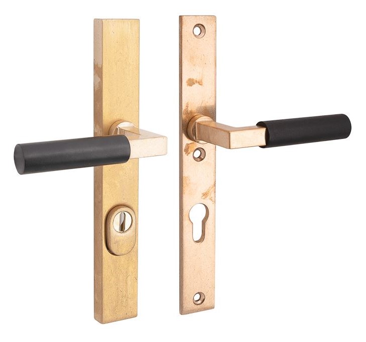 SKG3 PC55 kruk/kruk op smalschild Bauhaus ebben Rechts + kerntrekbeveiliging messing antiek