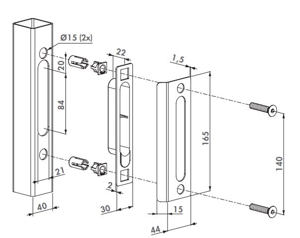 Slotvanger voor poorten zwart