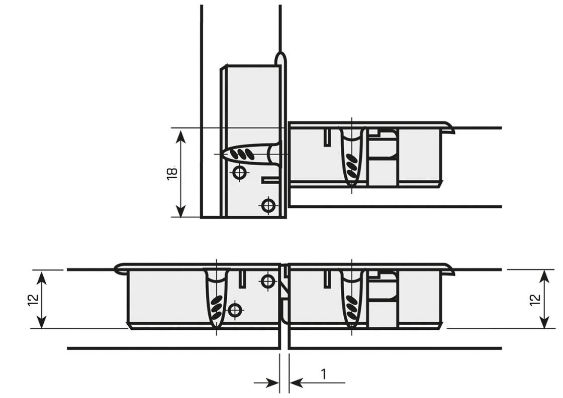 Klepscharnier 180° voor houten deuren Ø35x12mm vernikkeld