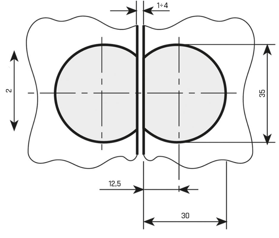 Klepscharnier 180° voor houten deuren Ø35x12mm vernikkeld