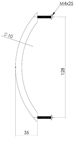 Intersteel greep gebogen Ø10 rvs 128 mm - Afbeelding 2