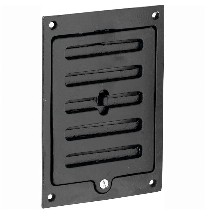 Luchtrooster Gent rechthoek afsluitbaar ijzer zwart