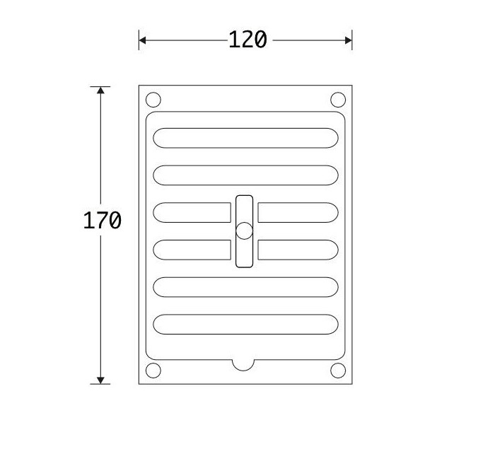 Luchtrooster Gent rechthoek afsluitbaar ijzer blank