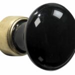 Meubelknop Paddenstoel porselein 15mm zwart/messing ongelakt