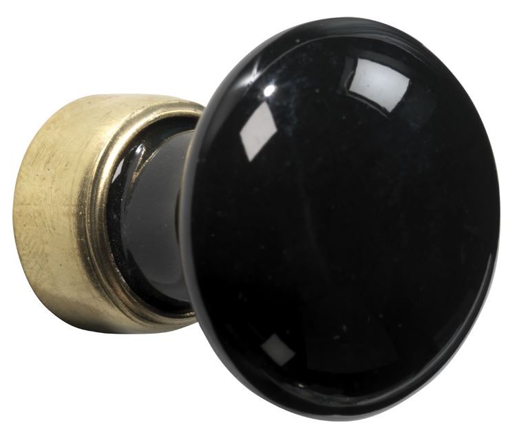 Meubelknop Paddenstoel porselein 15mm zwart/messing ongelakt