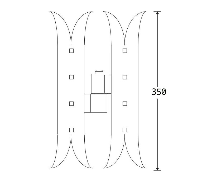 Paumelle Zwaluw DIN rechts 350mm ijzer zwart