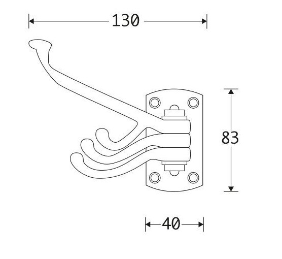 Hoedhaak Wende draaibaar messing gelakt