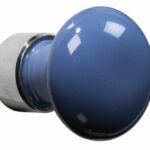 Meubelknop Paddenstoel porselein 30mm glans nikkel/blauw