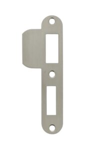 Sluitplaat 127x23x1,5mm afgerond met korte lip DIN links rvs