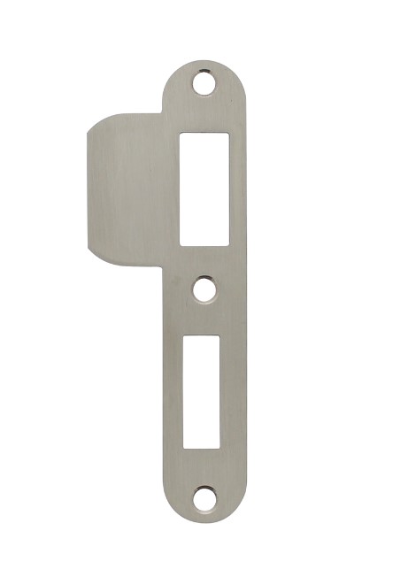 Sluitplaat 127x23x1,5mm afgerond met korte lip DIN links rvs