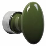 Meubelknop ovaal porselein 33mm glans nikkel/keizergroen