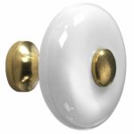 Meubelknop Lara porselein 34mm wit/messing ongelakt