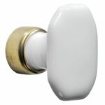 Meubelknop Octo ovaal porselein 36mm wit/messing ongelakt