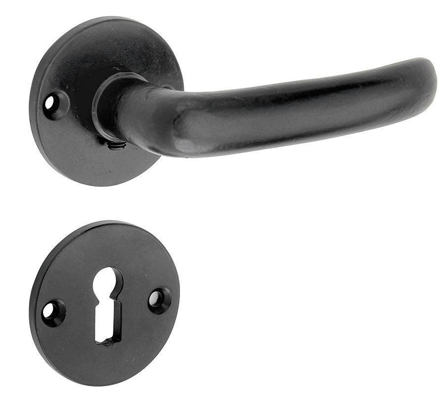 Deurkruk op rozet Berlin inclusief sleutelplaatje ijzer zwart