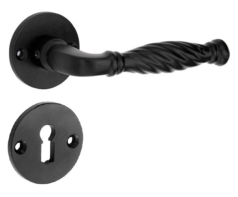 Deurkruk op rozet Tours inclusief sleutelplaatje ijzer zwart
