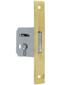 Insteekslot links 20 mm met rechte messing voorplaat (zonder sleutel)
