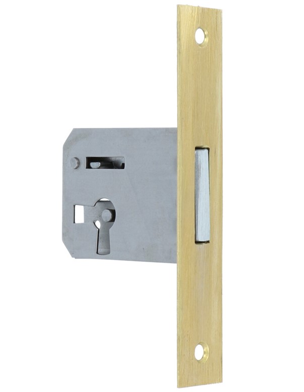 Insteekslot links 30 mm met rechte messing voorplaat (zonder sleutel)