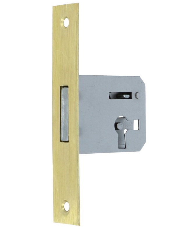 Insteekslot rechts 30 mm met rechte messing voorplaat (zonder sleutel)