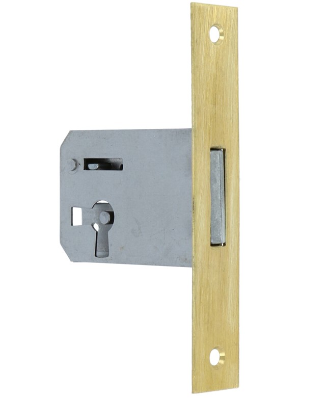 Insteekslot links 35 mm met rechte messing voorplaat (zonder sleutel)