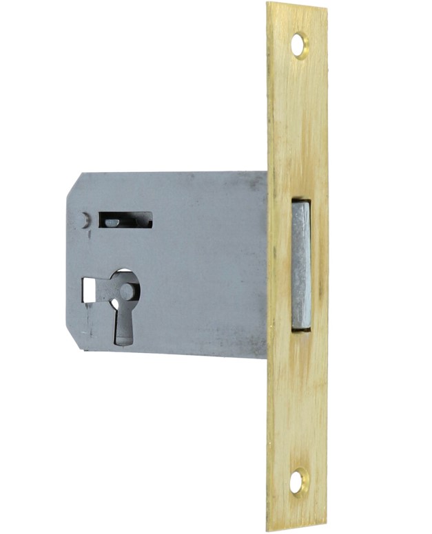 Insteekslot links 40 mm met rechte messing voorplaat (zonder sleutel)