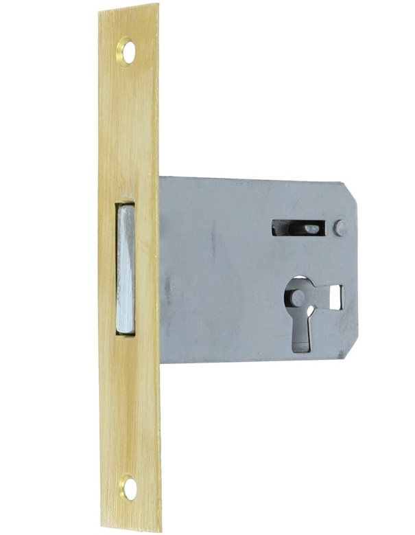 Insteekslot rechts 40 mm met rechte messing voorplaat (zonder sleutel)