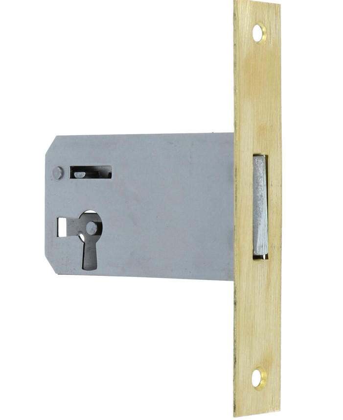 Insteekslot links 50 mm met rechte messing voorplaat (zonder sleutel)