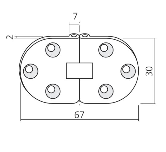 Klepscharnier ovaal 30x67 mm chroom