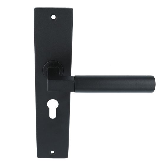 Deurkruk Bauhaus Massief Zwart Op Schild PC55