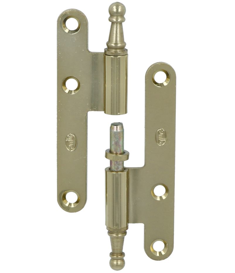 Paumellescharnier met kroonkop 100 x 56 x 2 mm links goud