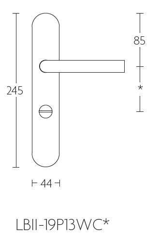 Deurkruk op schild Links Toiletsluiting BASIC LBII-19P13WC Mat Zwart