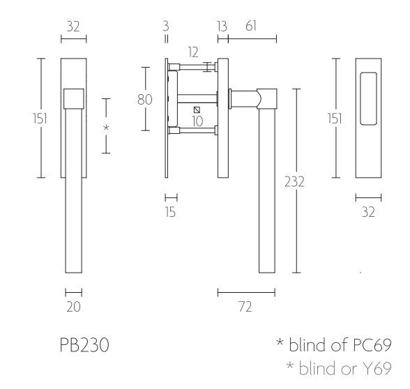 Hef/schuifdeurbeslag PIET BOON PB230Y PC69 PVD mat zwart