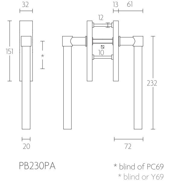 Hef/schuifdeurbeslag PIET BOON PB230PA Blind PVD mat zwart