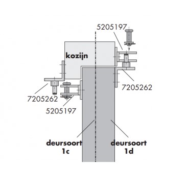 Dictator deuropeningsbegrenzer 50 kg, 95 ° bevestigingsset 1 met vastzetting