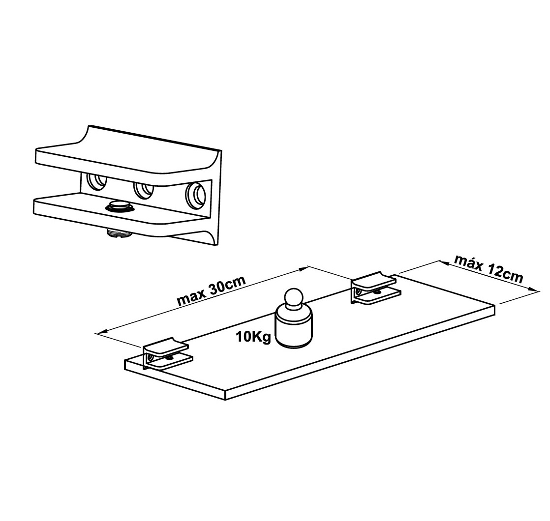 Glasplaatdrager groot nikkel mat