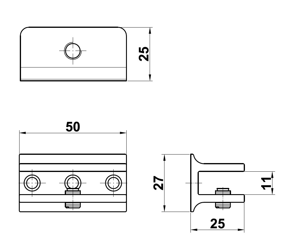 Glasplaatdrager groot nikkel mat