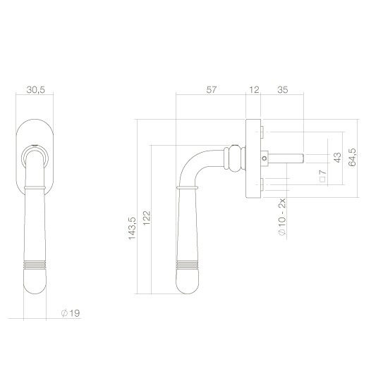 Intersteel raamkruk Helena op ovale rozet zwart