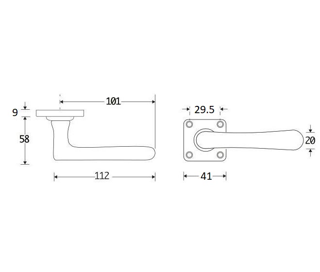 Deurkruk op geveerd vierkant rozet Linea messing ongelakt