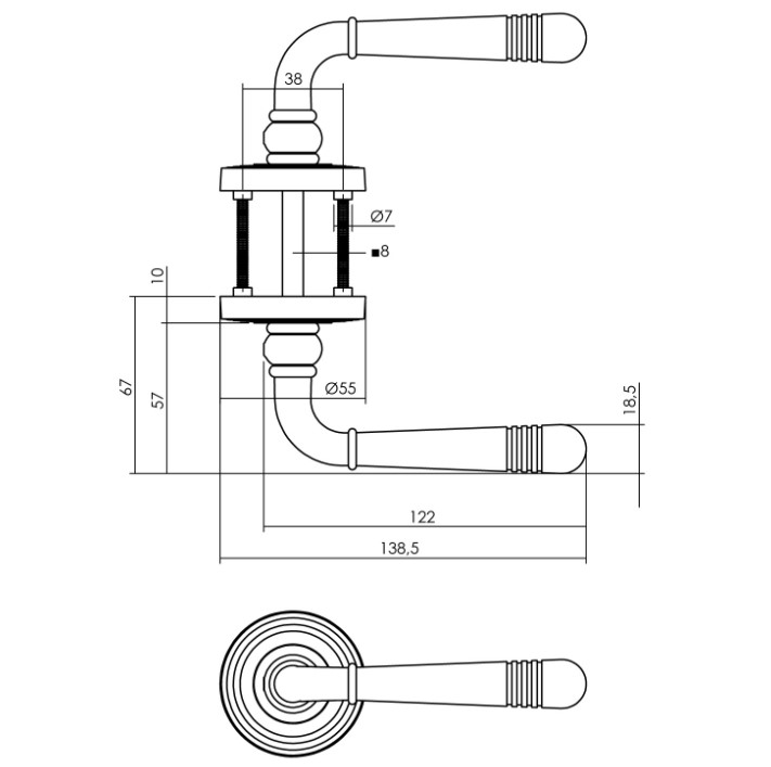 Intersteel deurkruk Helena op rozet ø54x9mm zwart