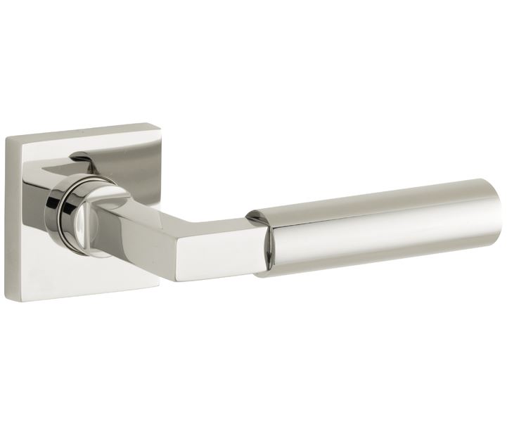 Deurkruk op geveerd rozet verdekt Bauhaus glans nikkel