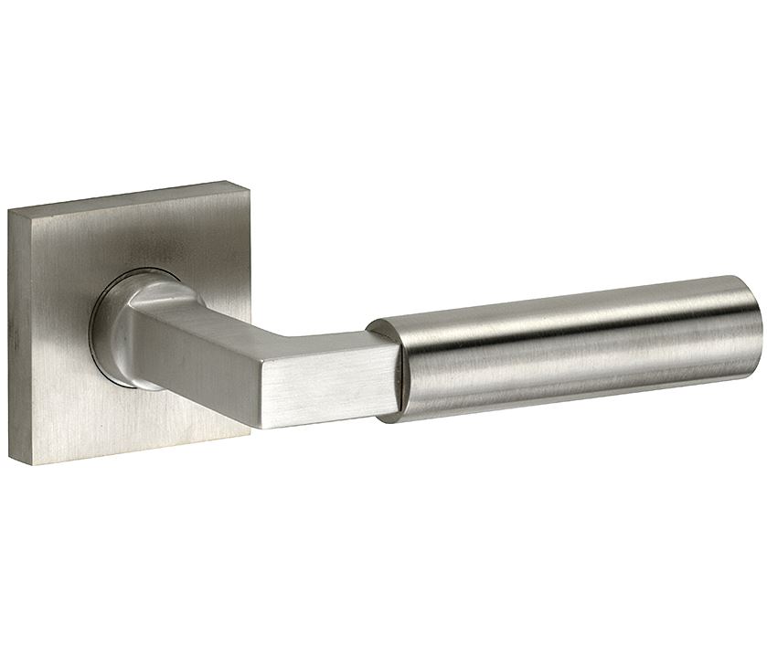 Deurkruk op geveerd rozet verdekt Bauhaus mat nikkel ongelakt