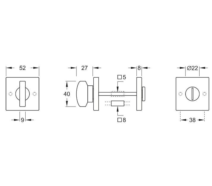 WC-Sluiting 5-8 mm Piatto verdekt messing antiek